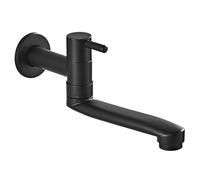 SXWYLZ Rubinetto A Muro per Lavello da Cucina Rubinetto Lavatoio Lavanderia A Muro Rubinetto Acqua Fredda per Lavello Bagno,Nero,25 Cm