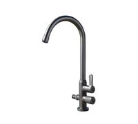 SXWYLZ Rubinetto Acqua Fredda Antigelo Rubinetto Doppia Uscita Girevole a 360° Rubinetti da Giardino Esterno con Deviatore Doppie Maniglie,Grigio