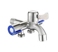 SXWYLZ Rubinetto Acqua Fredda Lavello Rubinetto per Lavatrice a Parete Rubinetti con Un Ingresso e Tre Uscite per Wc, Acciaio Inossidabile, Colore Spazzolato