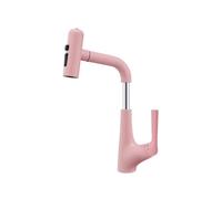 SXWYLZ Rubinetto Bagno con Doccetta Estraibile Rubinetto Lavabo Girevole a 360°, 4 Modalità Rubinetti Lift Maniglia Singola, Caldo e Freddo,Rosa