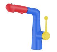 SXWYLZ Rubinetto Bagno Lavabo con Doccetta Estraibile Rotazione a 360° Rubinetto per Lavabo Flusso D'Acqua a 3 Modalità Rubinetto Sollevabile Maniglia Singola Acqua Calda e Fredda,Rosso Giallo Blu