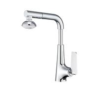 SXWYLZ Rubinetto con Doccetta Estraibile Lavatoio Rubinetto Bagno Girevole a 360° Rubinetti Monocomando a 2 Modalità Caldo e Freddo,Cromo