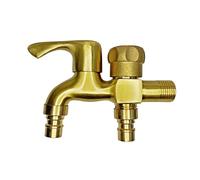 SXWYLZ Rubinetto da Bagno a Parete Rubinetto Doppio Ottone Uno Dentro Due Fuori Rubinetti per Acqua Fredda per Lavatrici e Lavandini 1/2
