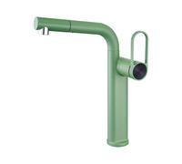 SXWYLZ Rubinetto da Bagno con Doccetta Estraibile Alto Miscelatore Lavabo Girevole a 360° Flusso D'Acqua a 2 Modalità Maniglia Singola Acqua Calda e Fredda,Verde