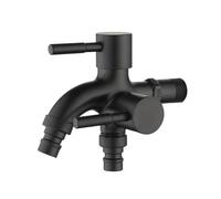 SXWYLZ Rubinetto da Esterno Doppia Uscita a Parete Rubinetto per Acqua Fredda Uno Dentro Due Fuori Rubinetti Lavatrice per Terrazza Esterna Acciaio Inossidabile 1/2,Nero