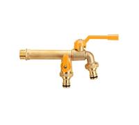 SXWYLZ Rubinetto da Esterno Doppia Uscita Rubinetto per Acqua Fredda da Parete Rubinetti da Giardino Esterno Antigelo da 1/2" per Patio,Rame + Giallo