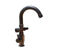 SXWYLZ Rubinetto da Giardino Esterno Rubinetto Acqua Fredda Antigelo Girevole a 360° Rubinetti Doppio con Deviatore da 1/2, Doppie Maniglie,Nero