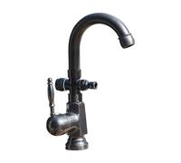 SXWYLZ Rubinetto da Giardino per Esterni Antigelo Rubinetto Doppio Beccuccio Girevole a 360° Attacco a Baionetta da 1/2" Caldo e Freddo, Nero