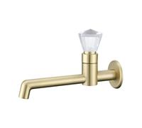SXWYLZ Rubinetto da Muro Acqua Fredda Rubinetto per Lavandino Rubinetti per Piscina Mop Maniglia Singola in Cristallo Adatto per Bagno e Cucina,Oro Spazzolato