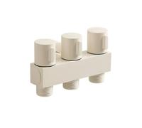 SXWYLZ Rubinetto Deviatore 3 Vie Soffione Doccia con Doccetta per Wc Bianco Crema Rubinetto da Muro Solo Acqua Fredda in Ottone Un Ingresso e Tre Uscite Tre Maniglie per Bagno e Balcone
