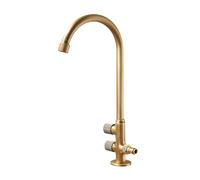 SXWYLZ Rubinetto Doppia Uscita Antico Rubinetto per Acqua Fredda Antigelo con Deviatore Rubinetti da Esterno Giardino Girevole a 360° Doppia Maniglia