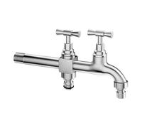SXWYLZ Rubinetto Doppia Uscita Antigelo Rubinetti da Esterno a Muro Rubinetto per Acqua Fredda da 1/2" per Uso Esterno, Acciaio Inossidabile,Cromo,20 CM