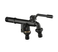 SXWYLZ Rubinetto Doppia Uscita Nero Rubinetto per Acqua Fredda da Parete Rubinetti da Esterno Antigelo 1/2 per Irrigazione del Giardino e Lavaggio Auto