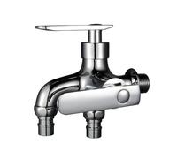 SXWYLZ Rubinetto Doppio a Parete Rubinetto Lavatrice Uno Dentro Due Fuori Rubinetti per Acqua Fredda da Bagno per Terrazza Esterna 1/2, Cromato