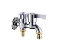 SXWYLZ Rubinetto Doppio Cromato a Parete Rubinetto Acqua Fredda Rubinetti Lavatrice Uno Dentro Due Fuori per Terrazza Esterna 1/2