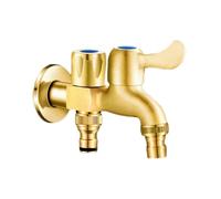 SXWYLZ Rubinetto Doppio da Giardino a Parete 1/2" Antigelo Rubinetto per Acqua Fredda Doppia Uscita per Esterni per Lavatrici, Colore Rame