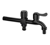 SXWYLZ Rubinetto Doppio da Giardino Esterno Rubinetto Doppia Uscita G1/2 Rubinetto Giardino A Parete In Acciaio Inossidabile 200Mm Rubinetti Lavandino,Nero