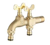 SXWYLZ Rubinetto Doppio Giardino Ottone Rubinetto con Chiave da Esterno Rubinetto Acqua Fredda Doppio Rubinetto Irrigazione Rubinetto da Esterno Antigelo