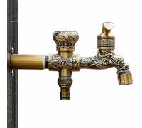 SXWYLZ Rubinetto Doppio Giardino Vintage Doppio Rubinetto Giardino Ottone Bronzo Prolunga rubinetti da esterno G1/2 rubinetti da esterno a parete Antigelo,21,5 Cm