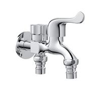 SXWYLZ Rubinetto Doppio Lavatrice Rubinetto per Lavatrice a Muro Salvaspazio 1/2 Rubinetti per Acqua Fredda Uno in Entrata Due in Uscita, Cromo