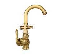 SXWYLZ Rubinetto Esterno Antigelo Rubinetto Doppio Beccuccio con Attacco a Scatto da 1/2 Pollice Girevole a 360° Acqua Calda e Fredda, Colore Anticato