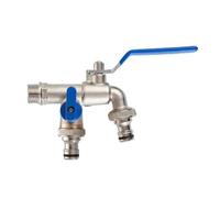 SXWYLZ Rubinetto Esterno Giardino Antigelo a Parete Rubinetto Doppia Uscita Ottone da 1/2" Rubinetti per Acqua Fredda per Terrazze, Cromo + Manico Blu