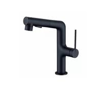 SXWYLZ Rubinetto Estraibile in Ottone, Rubinetto Bagno Lavabo a 3 Modalità, Rubinetti Doccetta Maniglia Singola, Acqua Calda e Fredda,Nero