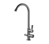 SXWYLZ Rubinetto Giardino Doppia Uscita Antigelo Rubinetti da Giardino Esterno con Deviatore da 1/2 Girevole a 360° Rubinetto per Acqua Fredda Doppia Maniglia,Grigio