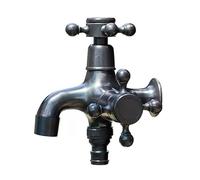 SXWYLZ Rubinetto Giardino Doppio Nero Rubinetto da Esterno In Ottone Giardino 1/2 Doppio Rubinetto Acqua Fredda Rubinetto da Giardino Resistente Al Gelo