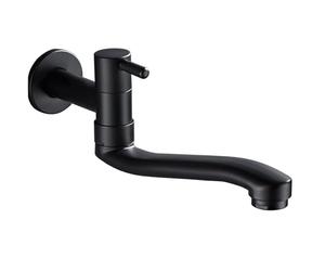 SXWYLZ Rubinetto Lavabo Bagno Girevole Rubinetto A Muro Lavatoio Acqua Fredda Rubinetto per Monocomando A Parete In Acciaio Inossidabile,Nero,21 Cm