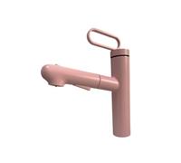 SXWYLZ Rubinetto Lavandino Bagno con Doccetta Estraibile Rubinetti Bagno Girevole a 360°, 3 Modalità Rubinetto con Maniglia Singola, Caldo e Freddo,Rosa