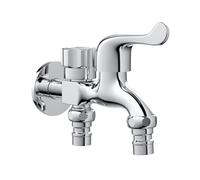SXWYLZ Rubinetto Lavatrice Doppio Attacco a Parete Rubinetto Acqua Fredda 1/2 per Bagno Esterno, Cromato