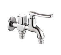 SXWYLZ Rubinetto Lavatrice Doppio Attacco a Parete Rubinetto per Acqua Fredda da 1/2 Rubinetti Ottone Doppio Maniglia Controllo, Cromo
