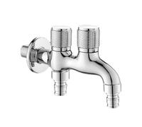SXWYLZ Rubinetto Lavatrice Doppio Attacco Rubinetto Solo Acqua Fredda a Muro Rubinetti Lavatrice Salvaspazio da 1/2" per Bagno, Cromo