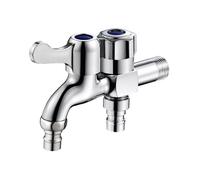 SXWYLZ Rubinetto Lavatrice in Ottone a Parete Rubinetto per Acqua Fredda a Doppia Uscita Uno Dentro Due Fuori per Bagni Esterni 1/2, Cromato
