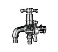 SXWYLZ Rubinetto Lavatrice Uno Dentro Due Fuori Rubinetto per Acqua Fredda a Parete Rubinetti Doppia Uscita per Lavello 1/2, Cromato