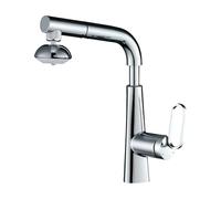 SXWYLZ Rubinetto Lavello con Doccetta Estraibile Rubinetto Rotante Bagno a 360°, Flusso D'Acqua a 2 Modalità, Rubinetto Sollevabile Maniglia Singola Acqua Calda e Fredda,Cromo