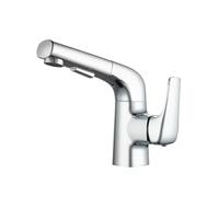 SXWYLZ Rubinetto Lavello con Doccino Estraibile Rubinetto Bagno a 2 Modalità Rotazione di 180° Miscelatore Lavabo Maniglia Singola Acqua Calda e Fredda,Cromo