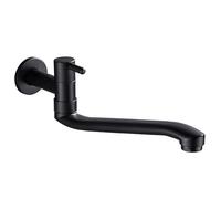 SXWYLZ Rubinetto Lavello Cucina da Parete Rubinetto A Parete Lavatoio Acqua Fredda Acciaio Inossidabile Rubinetto da Muro per Lavatoio Rubinetto A Singolo,Nero,31 Cm