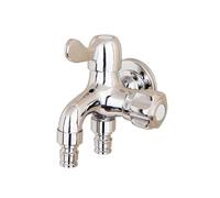 SXWYLZ Rubinetto per Acqua Fredda a Parete Rubinetto Lavatrice da 1/2" Rubinetto a Doppia Uscita Uno in Due Fuori, Cromo