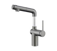 SXWYLZ Rubinetto Rotante Bagno con Doccetta Estraibile Rubinetto Miscelatore con 3 Modalità Doccetta Estraibile Rubinetti Regolabile in Altezza, Maniglia Singola, Acqua Calda e Fredda,Grigio