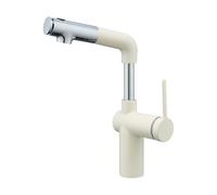 SXWYLZ Rubinetto Rotante Bagno con Doccetta Estraibile Rubinetto Miscelatore con 3 Modalità Doccetta Estraibile Rubinetti Regolabile in Altezza, Maniglia Singola, Acqua Calda e Fredda,Cromo+Bianco