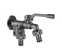SXWYLZ Rubinetto Solo Acqua Fredda Rubinetti da Esterno Doppio Rubinetti a Parete in Ottone, Rubinetto Doppia Uscita da 1/2" per Cortile e Giardino,Grigio,15 CM