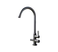 SXWYLZ Rubinetto Solo per Acqua Fredda Rubinetto Esterno Antigelo Rotazione a 360° con Deviatore da 1/2 Rubinetti Giardino Doppia Uscita Doppia Maniglia,Grigio