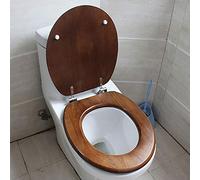 SXXYXH bambù in Legno Massello Sedile WC Impermeabile Antiruggine Copriwater E Copri Cerniera Morbida Chiusa Lentamente Forma U/V/O Universale Facile da Installare,B