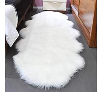 SXYHKJ Faux Tappetto di Pelle di Pecora Tappeto,Pelliccia Sintetica Tappeto Vello di Pecora - Imitazione Lana, Adatto per Tappeto per Soggiorno (60 x 160 cm, bianco)