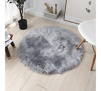 SXYHKJ Faux Tappetto di Pelle di Pecora Tappeto,Pelliccia Sintetica Tappeto Vello di Pecora - Imitazione Lana, Adatto per Tappeto per Soggiorno (90x90cm, Grigio)