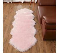 SXYHKJ Faux Tappetto di Pelle di Pecora Tappeto,Pelliccia Sintetica Tappeto Vello di Pecora - Imitazione Lana, Adatto per Tappeto per Soggiorno (60 x 160 cm, rosa)