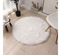 SXYHKJ Faux Tappetto di Pelle di Pecora Tappeto,Pelliccia Sintetica Tappeto Vello di Pecora - Imitazione Lana, Adatto per Tappeto per Soggiorno (90x90cm, Blanco)