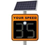 SXYKXYDL Segnale Radar con Limite di velocità Alimentato a energia Solare, Segnale Radar in Alluminio con retroilluminazione, Display di velocità, Impermeabile IP65 (Arancione)